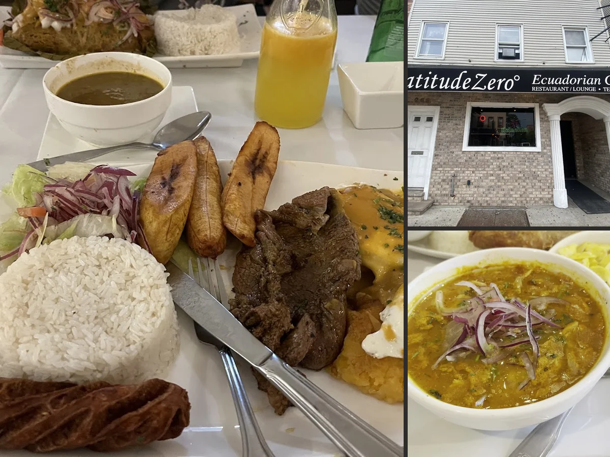 Mixed Ecuadorian dishes served for sharing.
